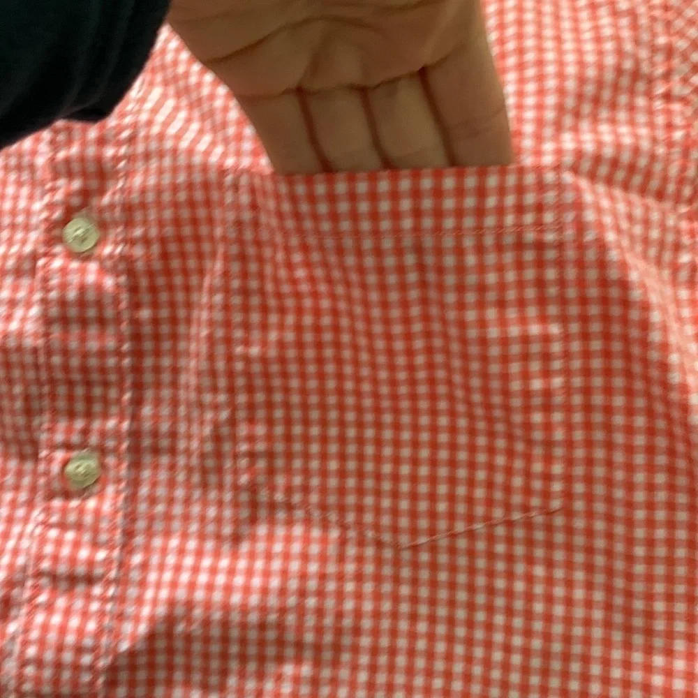 J. Crew Tailored Orange Plaid Button-Down Shirt size medium short sleeves‎